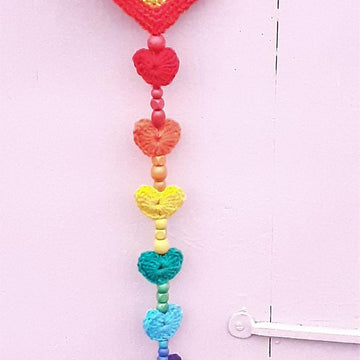 Happy Hippie Rainbow Hearts Applique Pendant