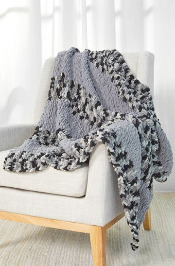 Looping Stripes Throw in Red Heart Loop-It - LM6303 - Downloadable PDF