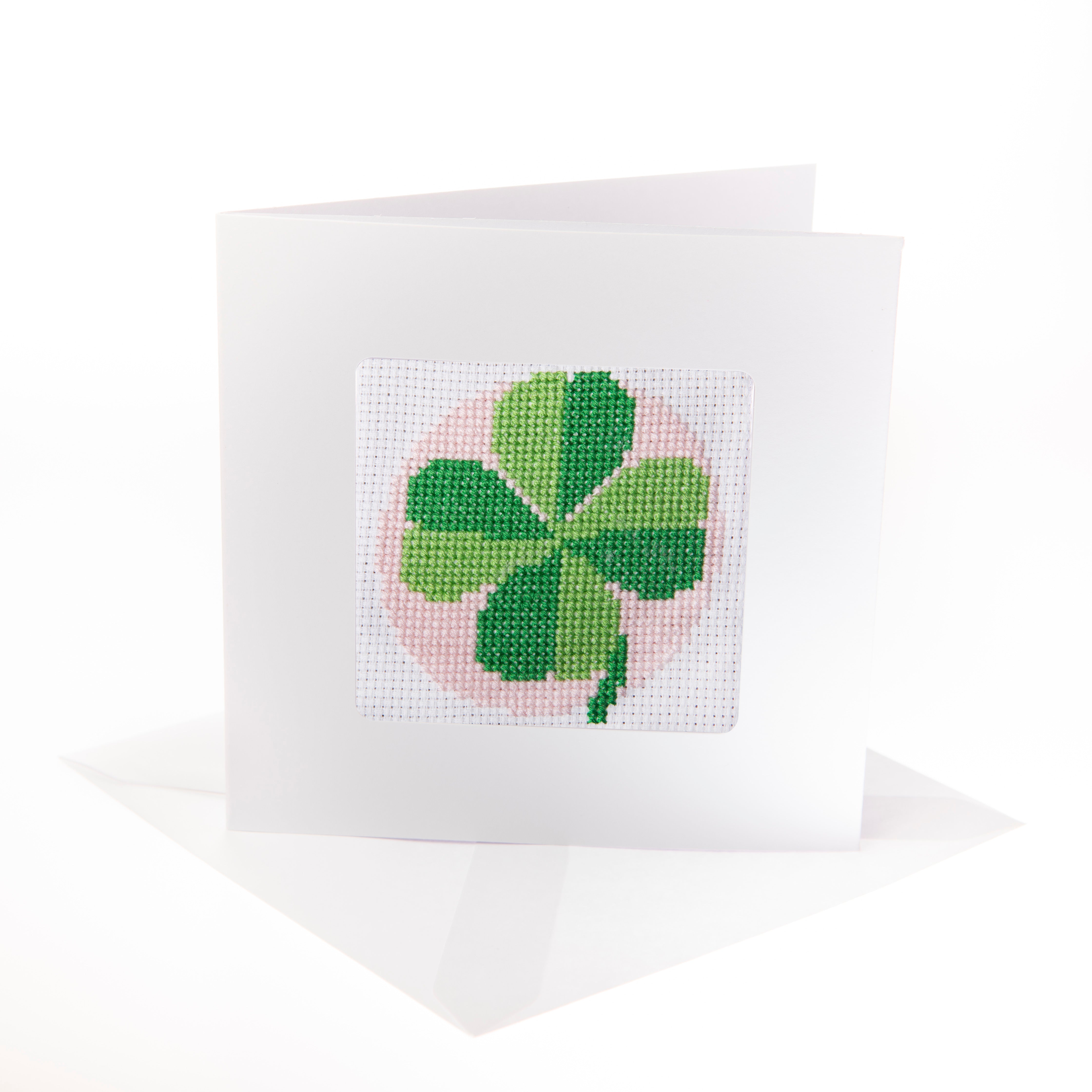 Stitchfinity Clover Mini Card Cross Stitch Kit - 13cm x 13cm