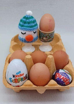 Christmas Egg Cosy/Bauble Knitting Pattern Snowman Robin Gone