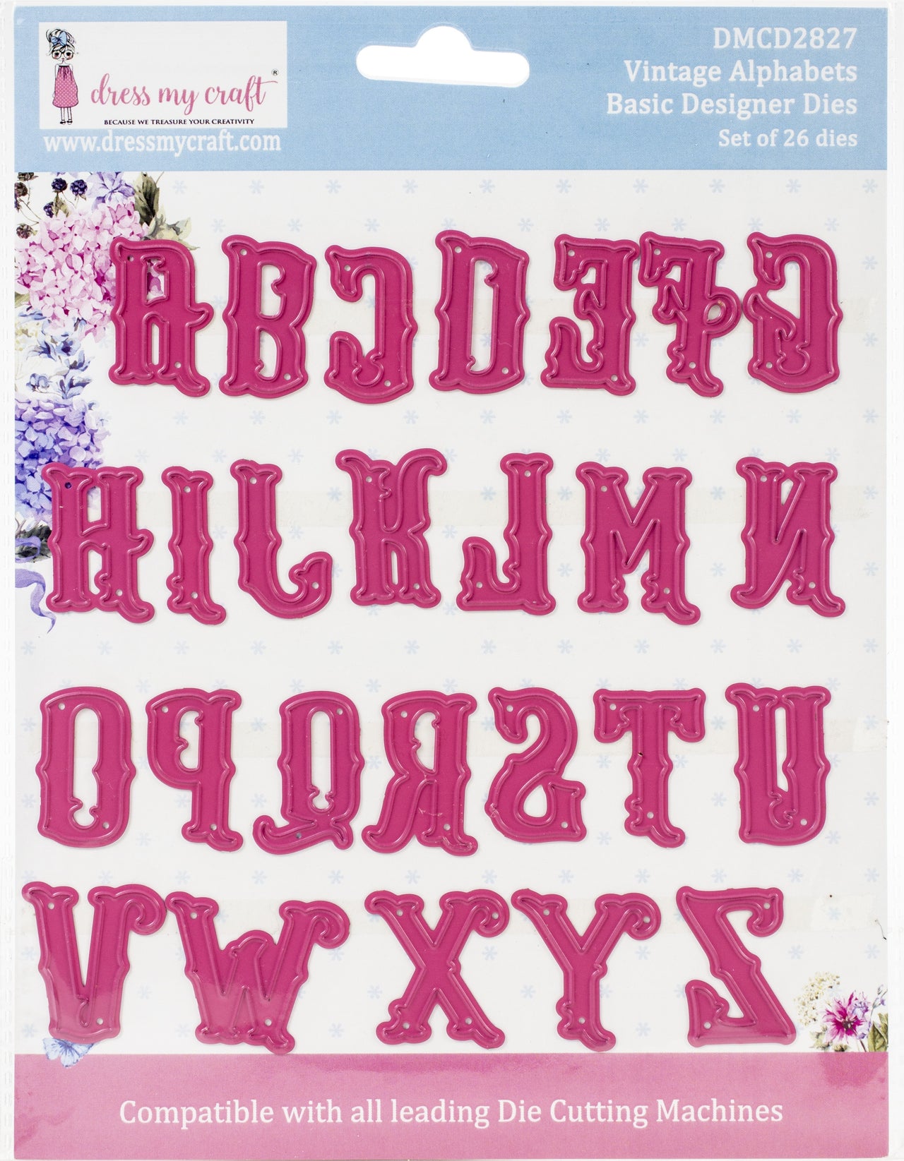 Dress My Crafts Designer Cutting Dies 26/Pkg - Vintage Alphabet