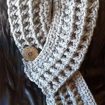 London Grey Mist Crocheted Scarf