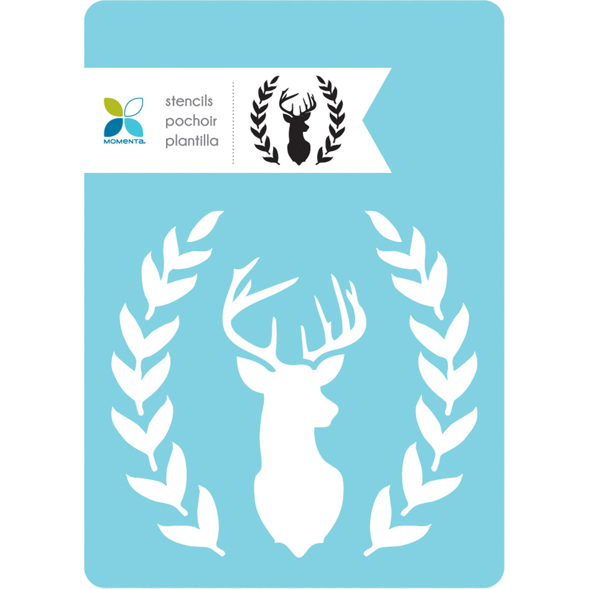 Momenta Stencil 5"X7" - Deer Head With Fauna