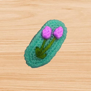 Crochet oval flowers hair clip