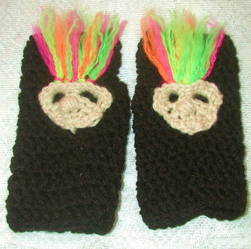 Troll Fingerless Gloves Toddler to Adult