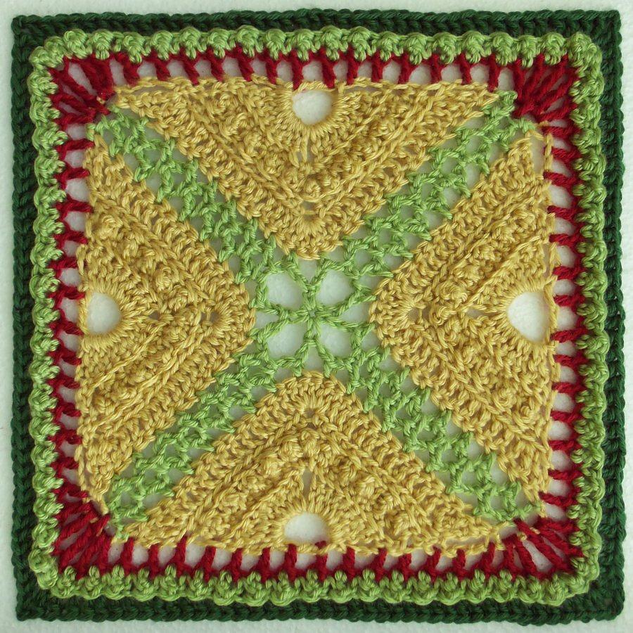 Bee Hives and Clover Afghan Block