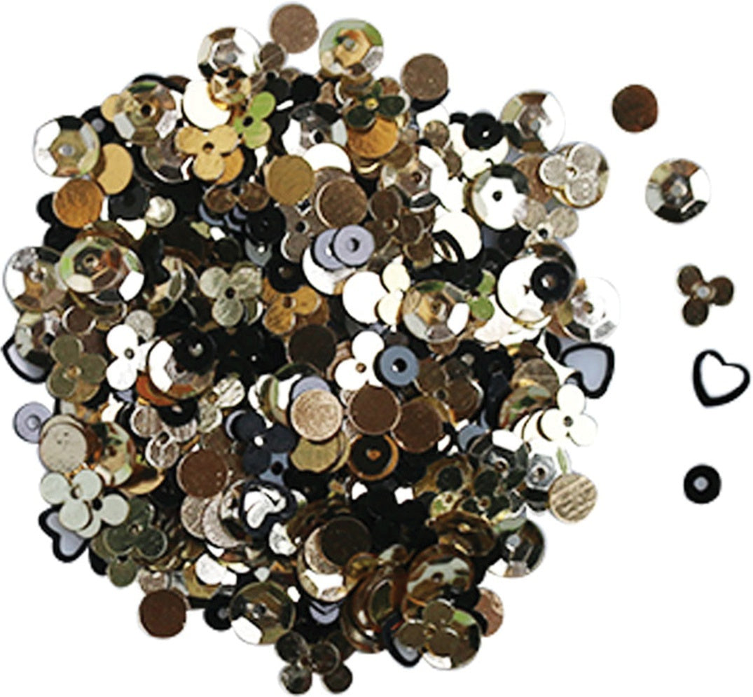 Dress My Crafts Sequins 25gms - Golden Black
