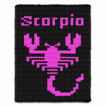 Scorpio Blanket Finger Knitting Pattern, kids zodiac sign diagram chunky knit afghan chart, hand knited throw playmat