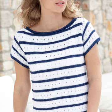 3/4 and Short Sleeved Boat Necked Tops in Sirdar Cotton DK - 7081 - Downloadable PDF