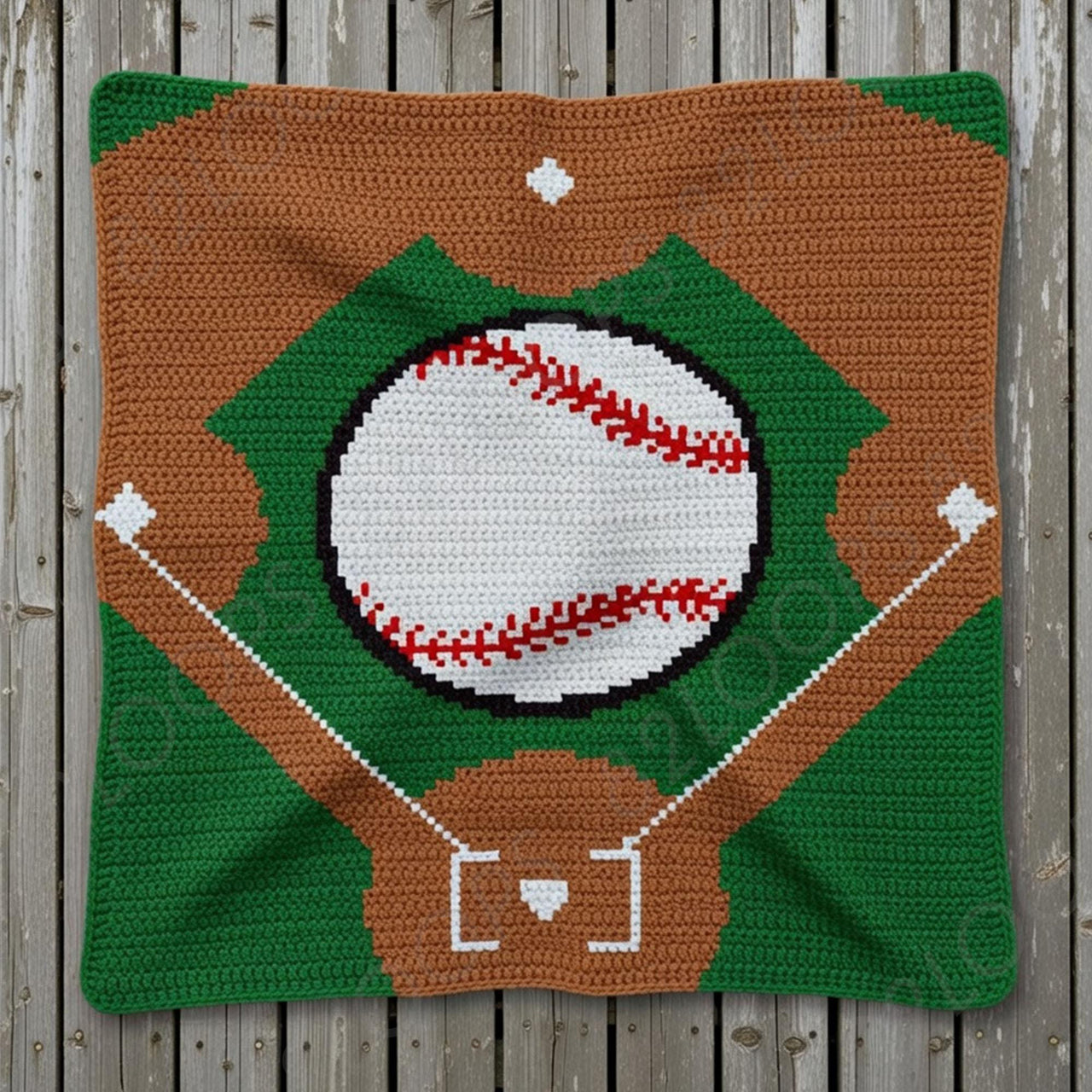 Baseball Baby Blanket SINGLE CROCHET Pattern