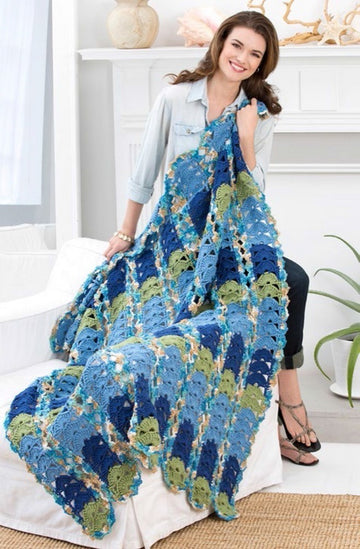 By the Sea Throw in Red Heart With Love Solids and Multis- LW3276