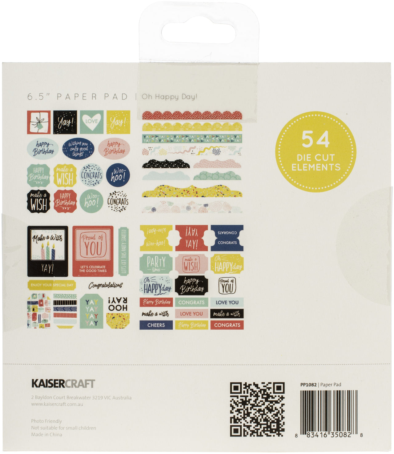 Kaisercraft Paper Pad 6.5"X6.5" 40/Pkg - Oh Happy Day!