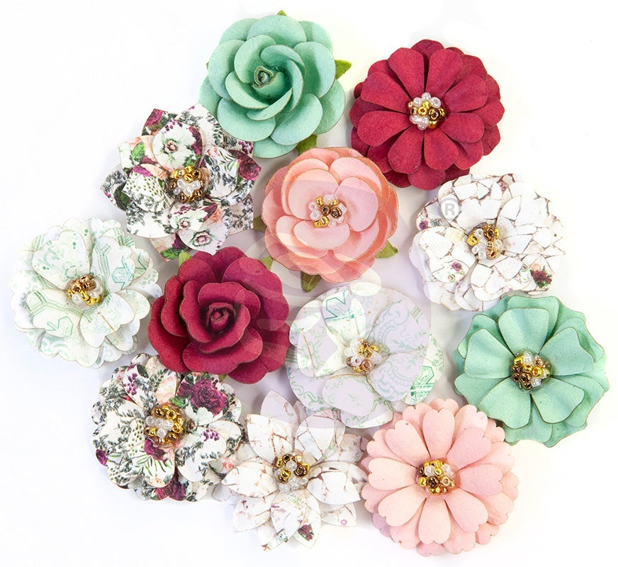Prima Marketing Mulberry Paper Flowers - Turquoise/Pretty Mosaic