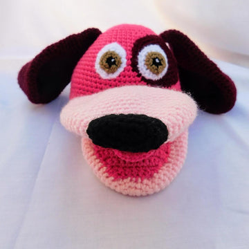 Belita, the amigurumi dog, hand puppet