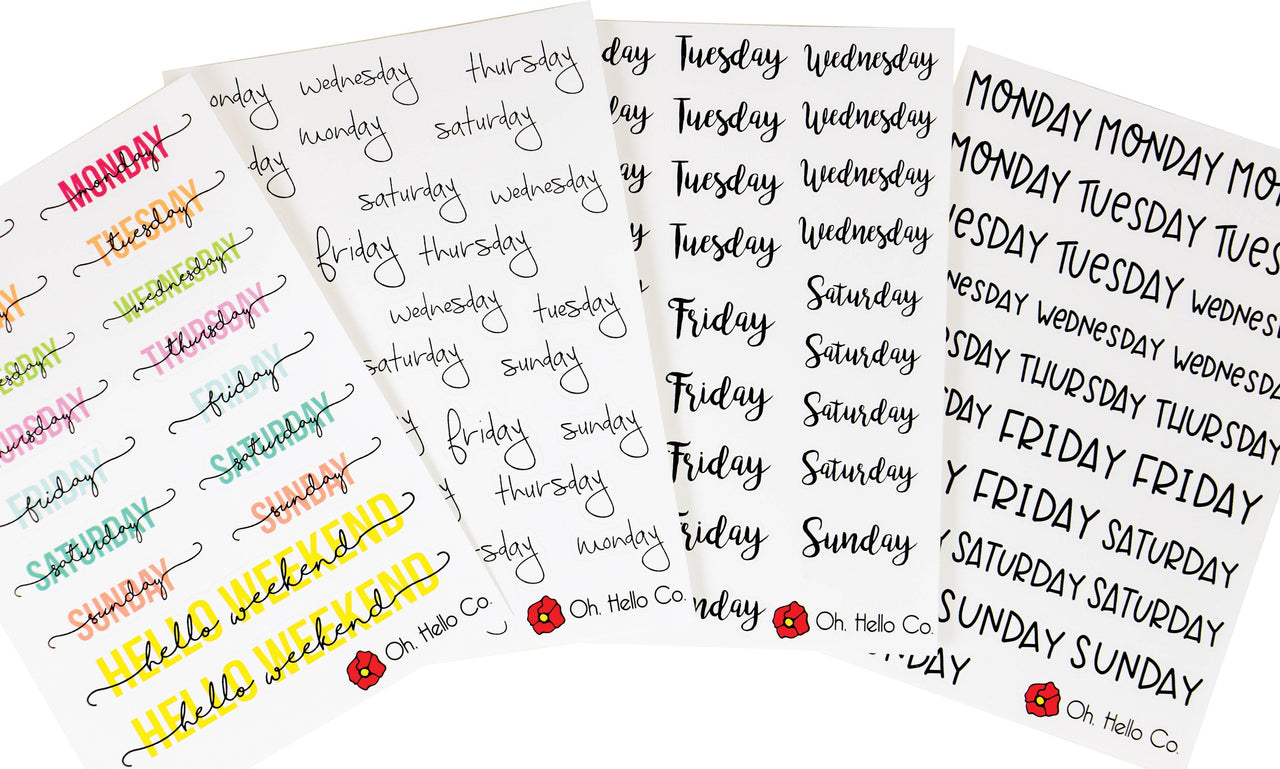 Oh, Hello Co. Oh Hello Planner Stickers 4 Sheets - Days Of The Week