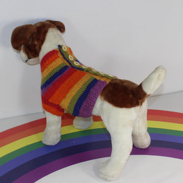 Small Dog Rainbow Back Button Up Dog Coat