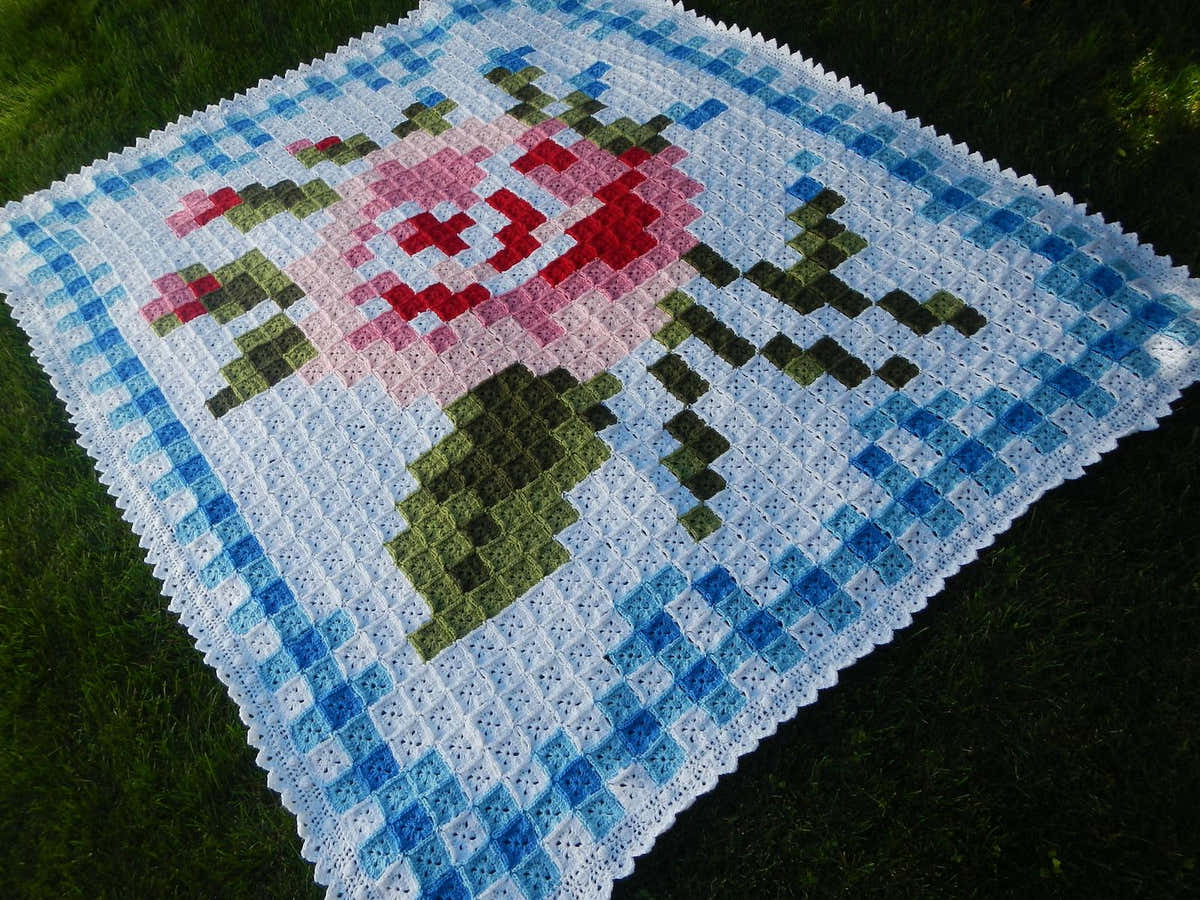 La Vie en Rose Afghan with Border