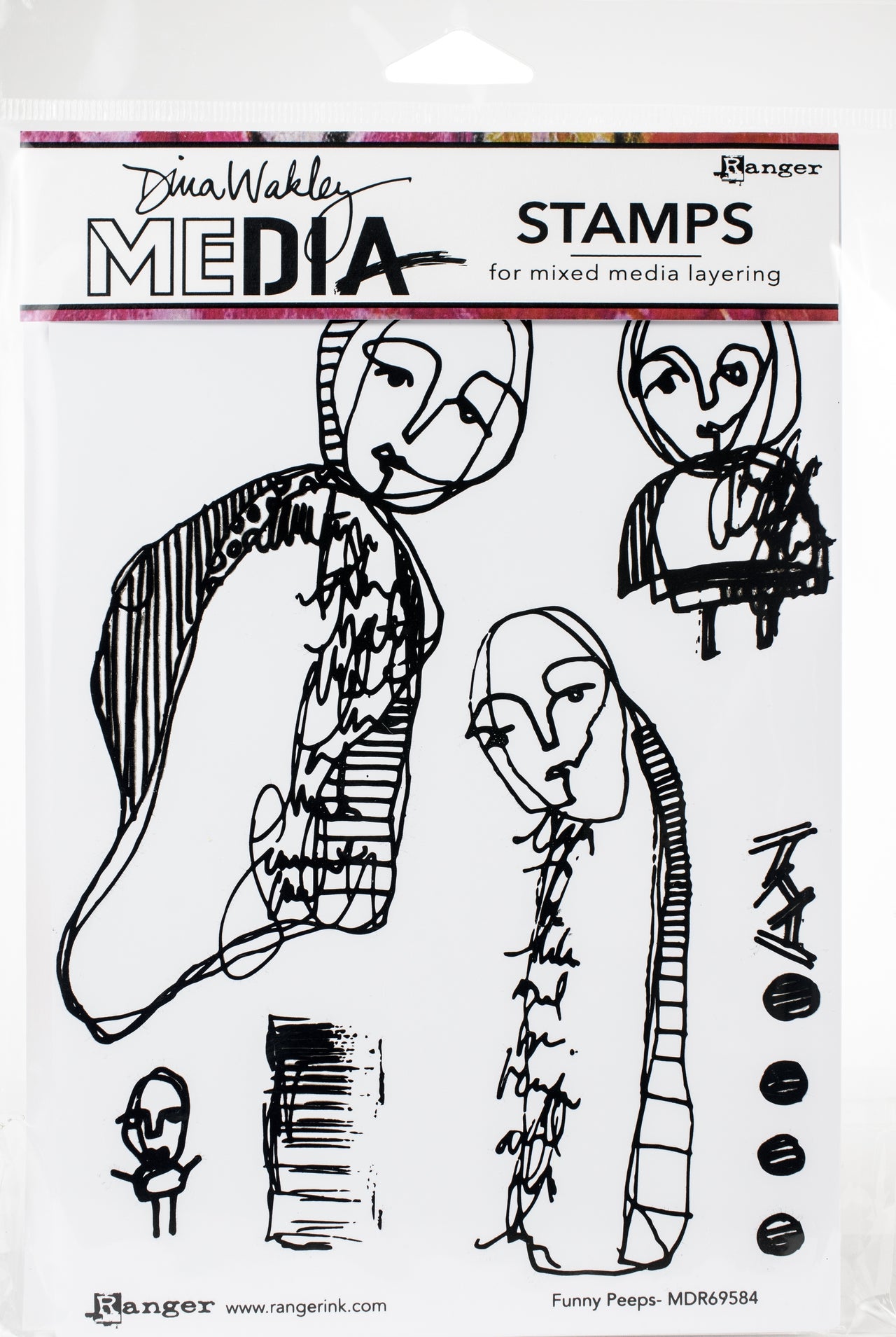 Ranger Dina Wakley Media Cling Stamps 6"X9" - Funny Peeps