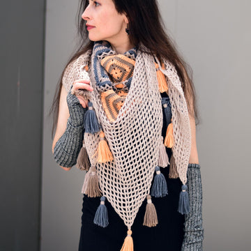 Maruv crochet boho shawl with tassels