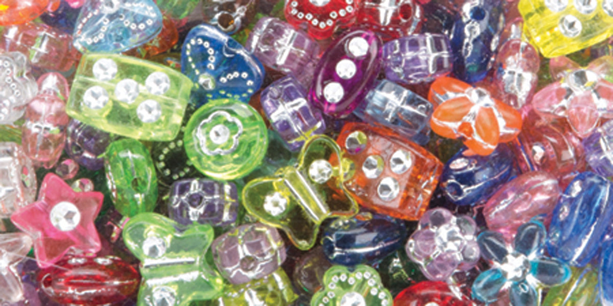 Cousin Fun Pack Acrylic Shaped Beads 1.8oz - Assorted W/Rhinestones