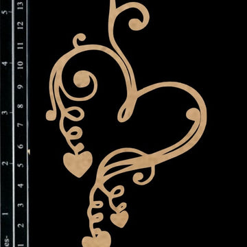 Scrapaholics Laser Cut Chipboard 1.8mm Thick - Doodle Heart Dangle, 6"X3.25"