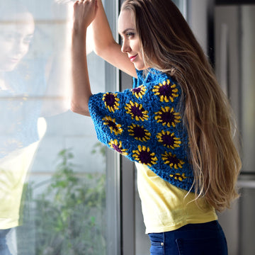 Atomic Sunflowers crochet cardigan