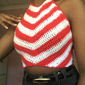 Crochet high neck halter top