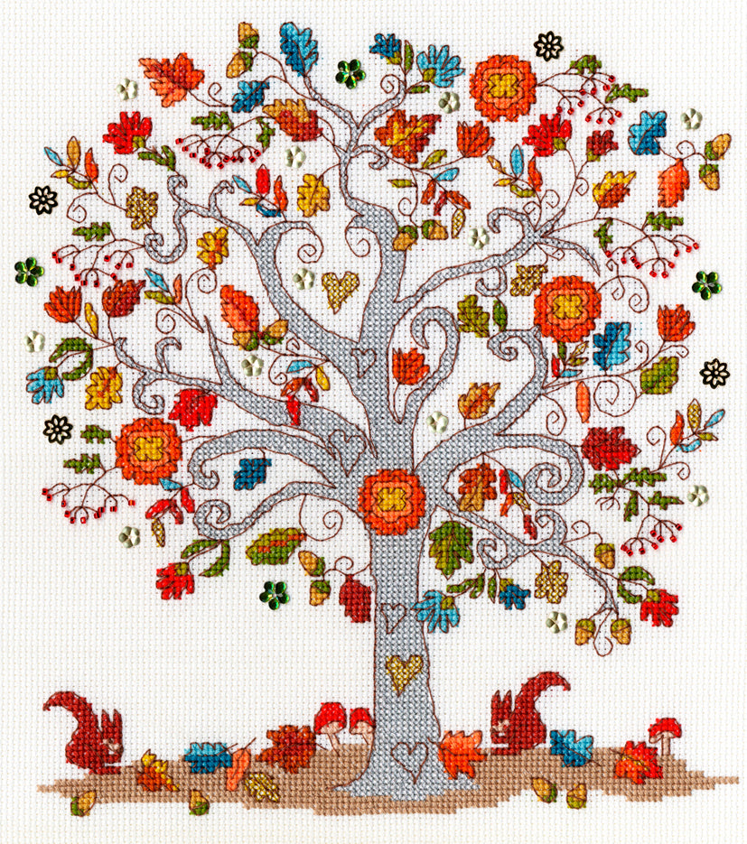 Bothy Threads Love Autumn Cross Stitch Kit - 23cm x 26cm