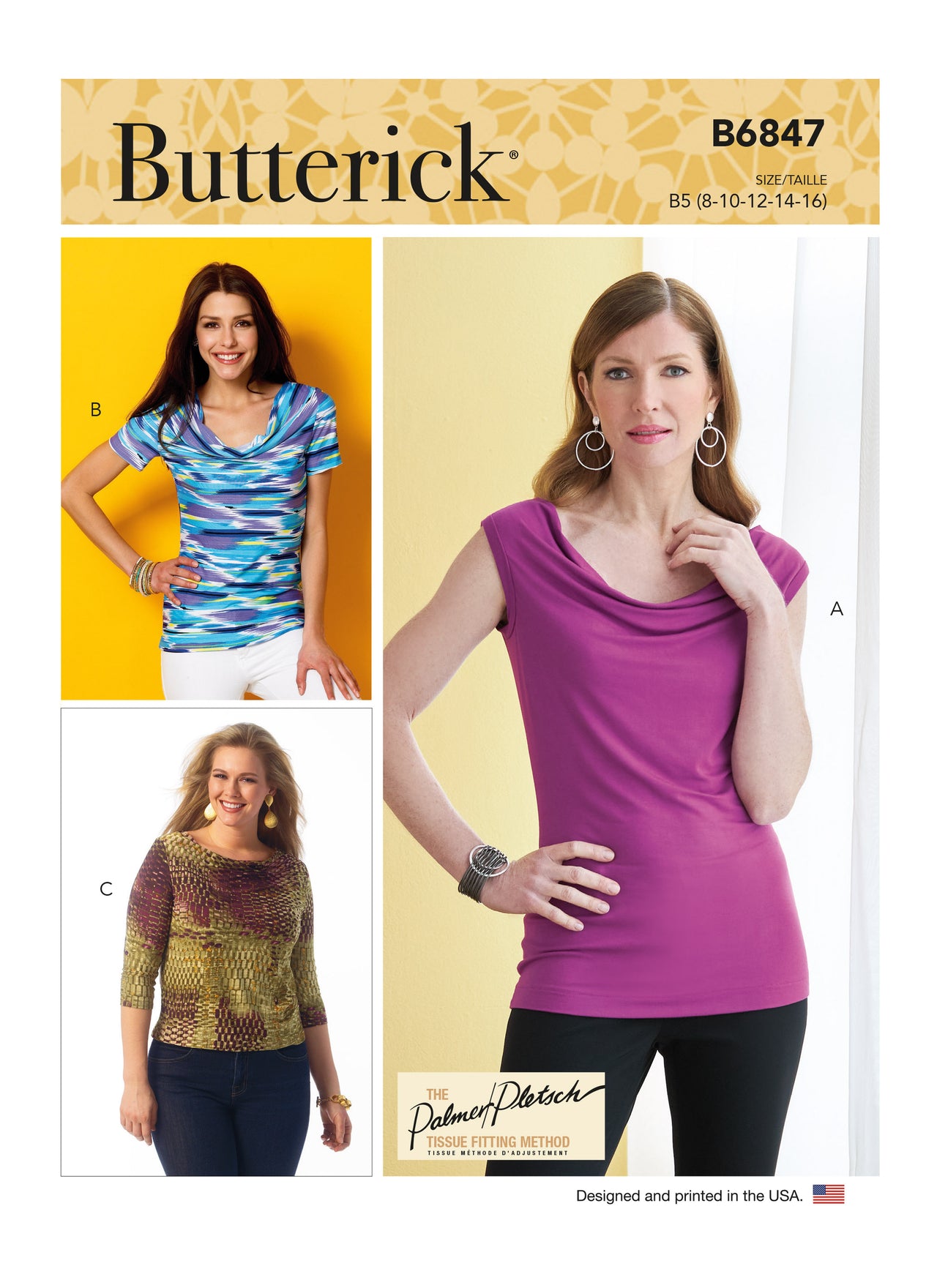 Butterick Misses' Cowl-Neck Tops B6847 - Sewing Pattern
