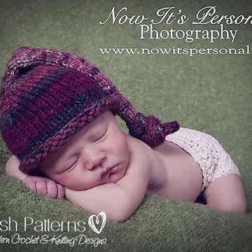 Top Knot Baby Beanie Hat Knit Pattern 206