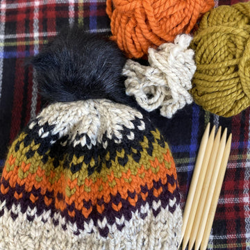 Fall Leaves Fair Isle Hat-Multi color Fair Isle-Snowflake Easy Beginner Pdf Pattern