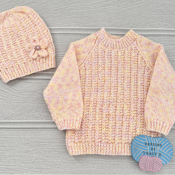 Quinn Baby sweater and Hat 18"-22" chest size