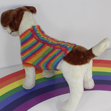 Small Dog Rainbow 4ply Back Button Up Coat