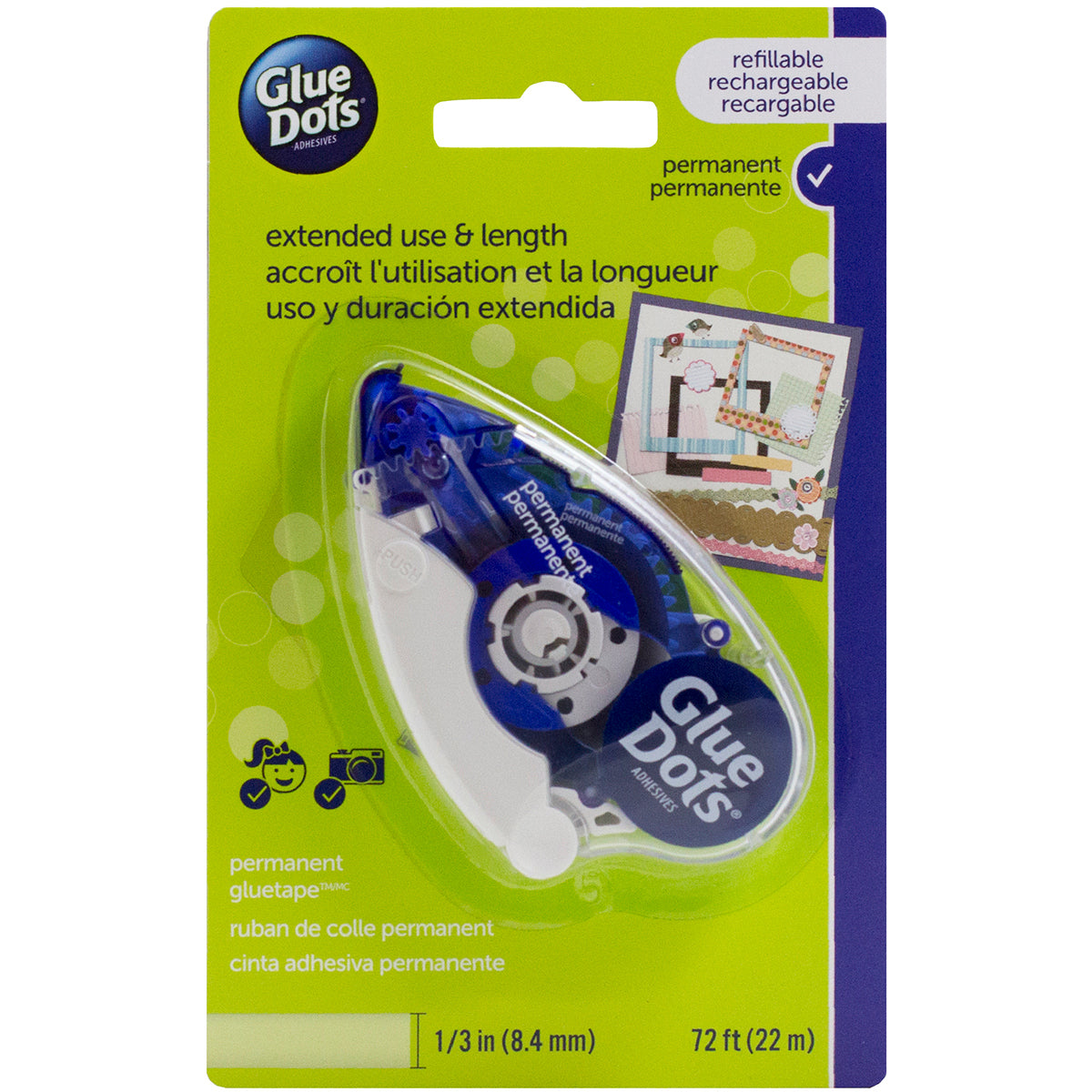 Glue Dots Tape Runner - Permanent .333x72'