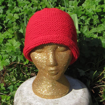 Simple Garter Stitch Roll Brim Beanie Hat