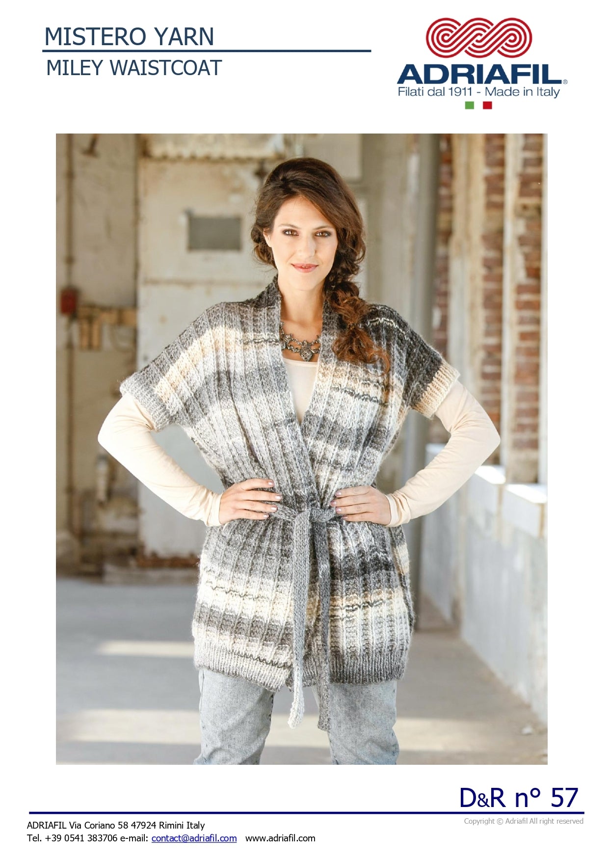 Miley Waistcoat in Adriafil Mistero - Downloadable PDF
