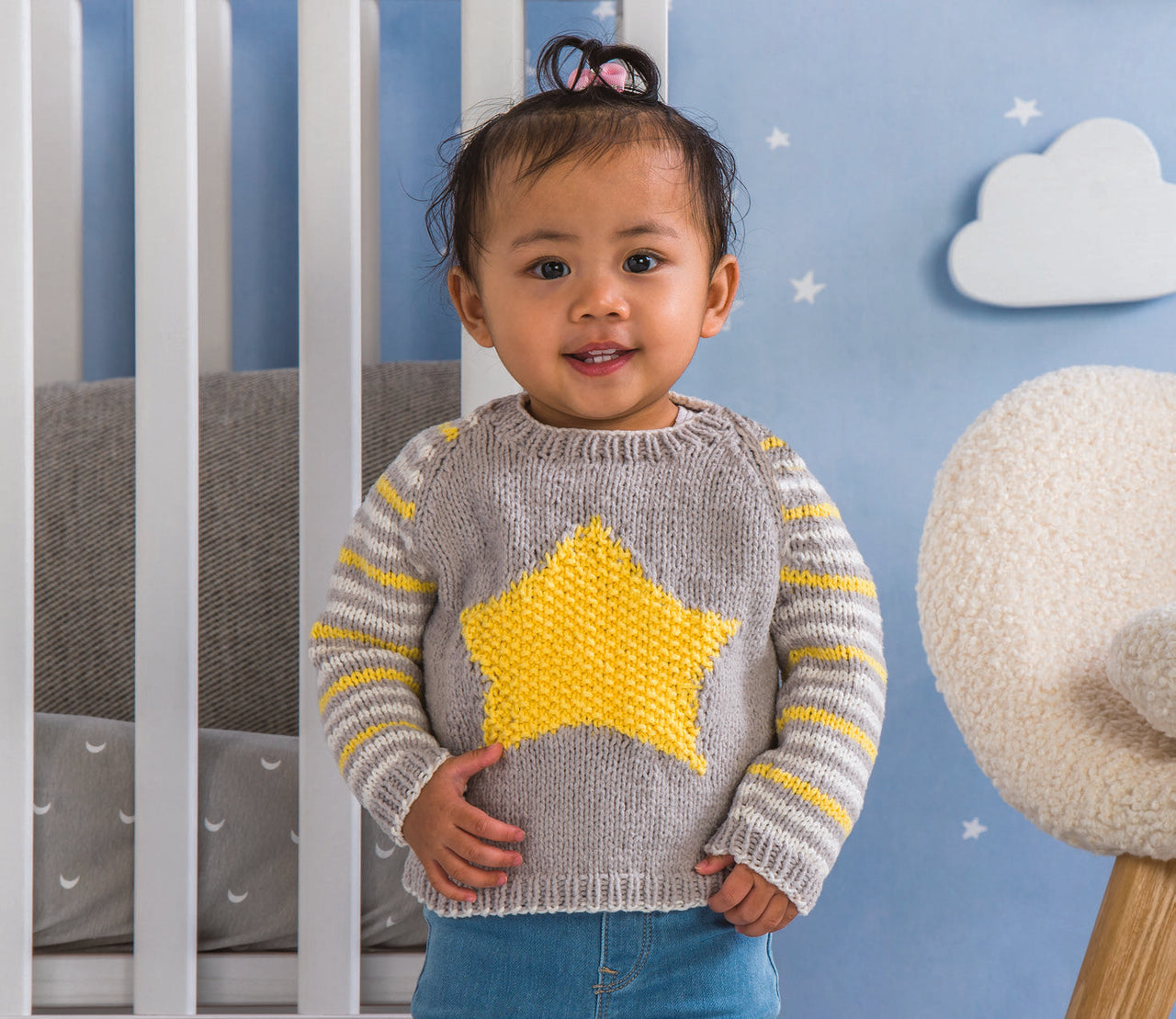 Star Knit Baby Pullover in Bernat Bundle Up - Downloadable PDF