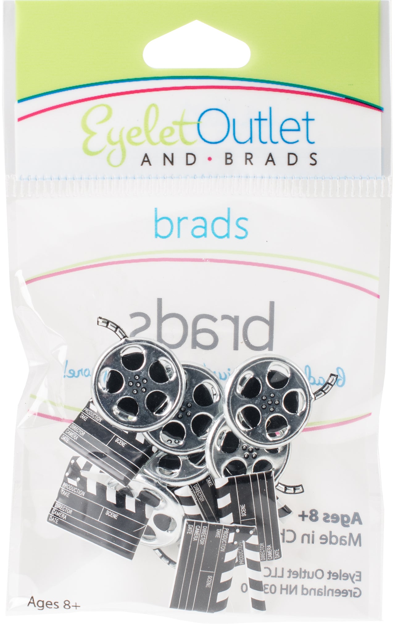 Eyelet Outlet Shape Brads 12/Pkg - Movie