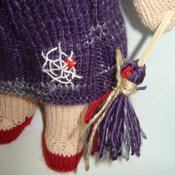 Toy knaitting patterns - Knit a Witch with spider, halloween doll one of a kind