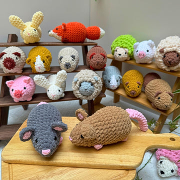 Crochet Animal Pattern Bundle 10 in 1 No Sew Amigurumi PDF: Mouse, Hamster, Guinea Pig, Bunny, Squirrel, Hedgehog, Capybara, Fox, Pig, Sheep