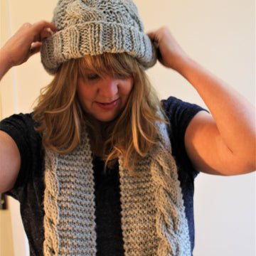 Storm Cable Scarf & Pom-Pom Hat Set