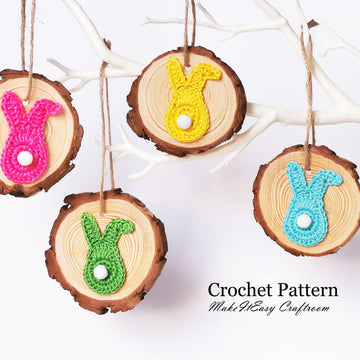 Crochet bunny embellishment. Bunny bunting. Nursery decor. Rabbit applique. Easter hanging ornament. Card topper. Easter decoration
