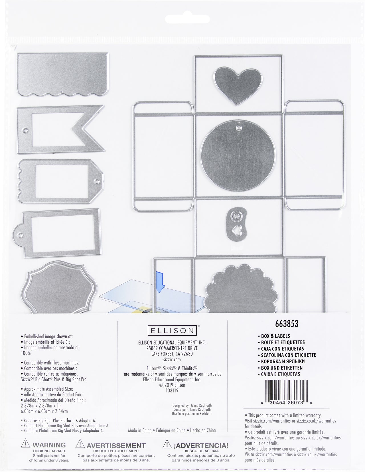 Sizzix Thinlits Dies By Jenna Rushforth 10/Pkg - Box & Labels