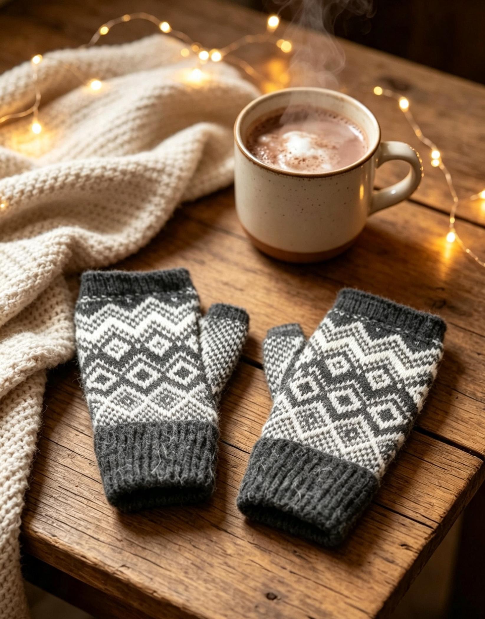 Supersoft Alpaca Geometric Mitts