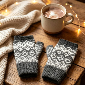 Supersoft Alpaca Geometric Mitts