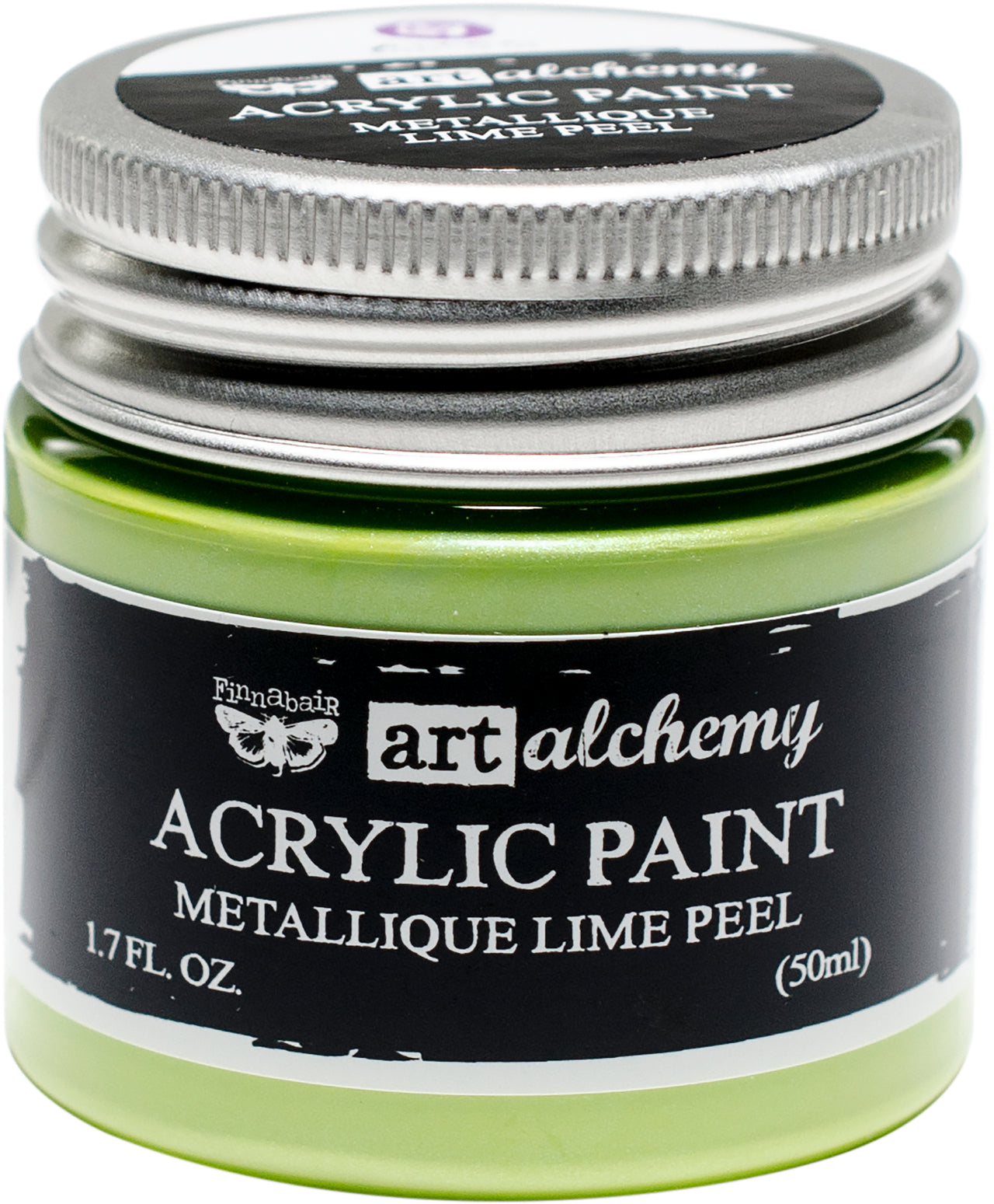 Prima Marketing Finnabair Art Alchemy Acrylic Paint 1.7 Fluid Ounces - Metallique Lime Peel