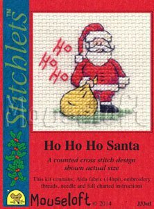 Mouseloft Ho Ho Ho Santa  Card Cross Stitch Kit - 6cm x 6cm