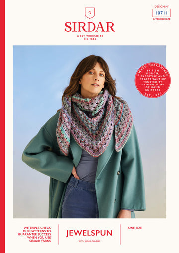 Sea Shells Shawl In Sirdar Jewelspun With Wool Chunky - 10711P - Downloadable PDF