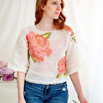 Summer Roses Cross Stitch Top