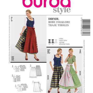 Burda Dirndl Dress Sewing Pattern B7870 - Paper Pattern, Size 12-30